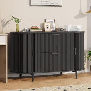 2-Drawer Filing Cabinet with Sliding Door Storage