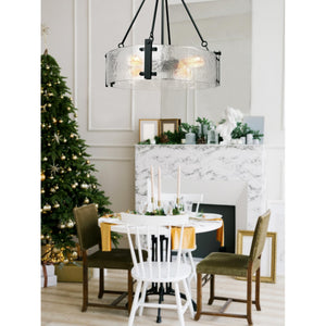 Round Textured Glass Chandelier with Adjustable Hanging Height
