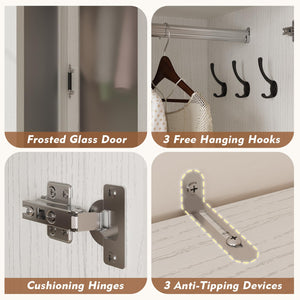 Modular Wardrobe Closet with Frosted Glass Doors