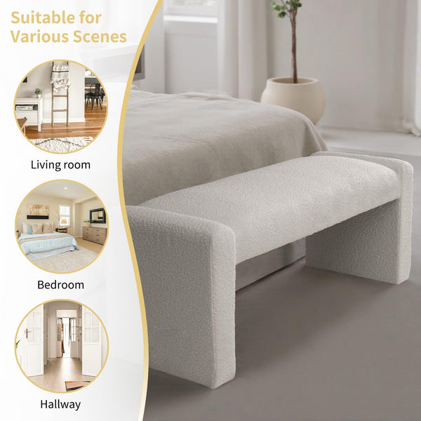 47" Upholstered Bench with Solid Wood Frame