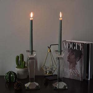 Crystal Taper Candle Holders Set of 2 – Clear K9 Glass