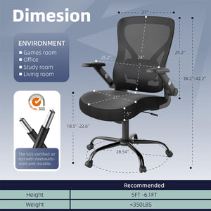 Ergonomic Office Chair with Lumbar Support, Mesh Back & PU Leather Seat