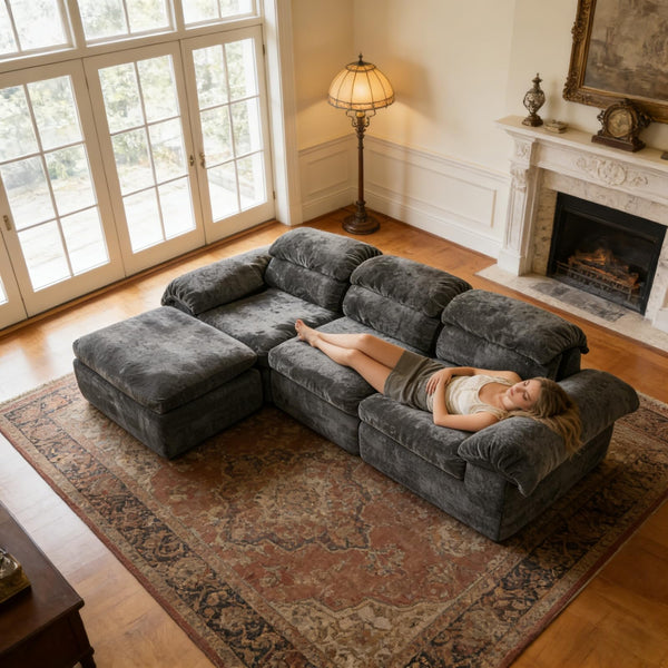 L-Shaped Modular Sectional Sofa with Deep Seat
