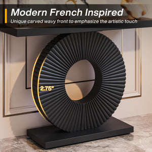 Modern Console Table with Geometric Base | 40 Inch Entryway Sofa Table