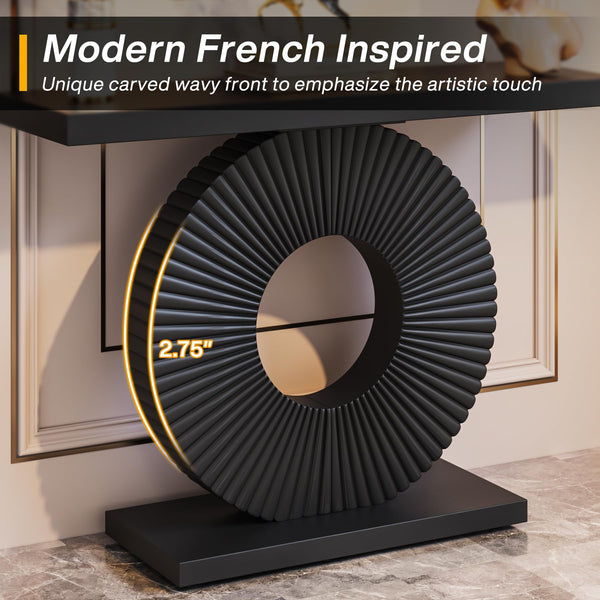Modern Console Table with Geometric Base | 40 Inch Entryway Sofa Table