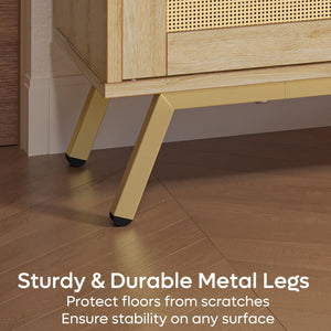 80-Inch Rattan TV Stand with LED Lights & Storage