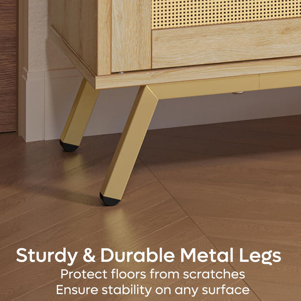 80-Inch Rattan TV Stand with LED Lights & Storage