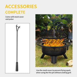 31" 2-in-1 Wood Burning Fire Pit with Swivel Cooking Grate