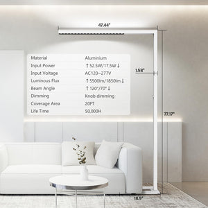77" LED Floor Lamp – Dimmable Eye-Care Standing Lamp, 7350LM 70W, 4000K Bright Light for Living Room & Office
