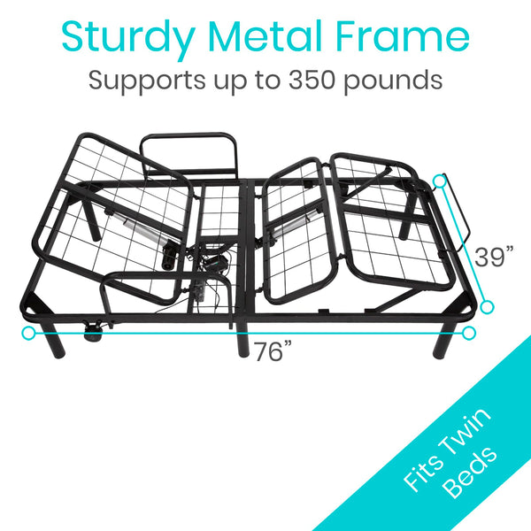 Twin Adjustable Bed Base Frame – Electric Metal Platform with Remote & USB Ports