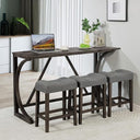 4-Piece Bar Table Set with USB Port & Upholstered Stools