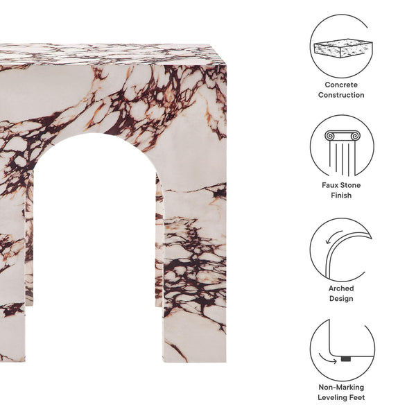 Arched Concrete Side Table with Faux Stone Finish