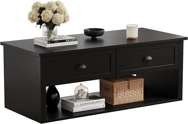 Farmhouse Coffee Table with Storage Shelf