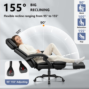 Ergonomic Executive Office Chair with Footrest — 400lbs Capacity