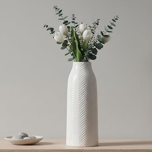 White Ceramic Flower Vase – Small, Medium & Large
