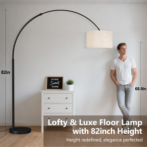 82" Arc Floor Lamp with Adjustable Arm & 3-Color LED