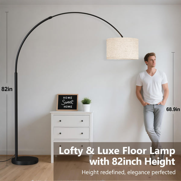 82" Arc Floor Lamp with Adjustable Arm & 3-Color LED