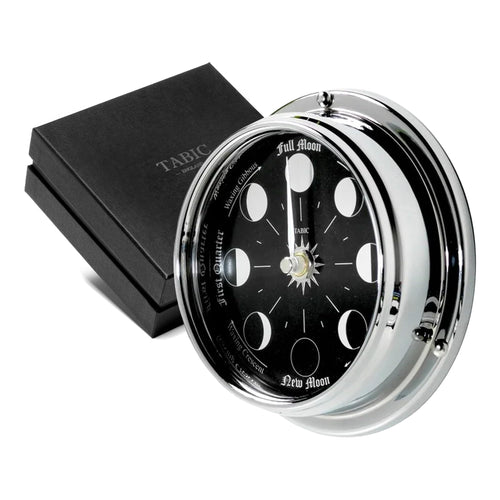 Handmade Moon Phase Wall Clock – Chrome Plated with Mirrored Backdrop