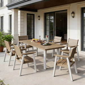 7-Piece Outdoor HDPE Patio Dining Set with Umbrella Hole