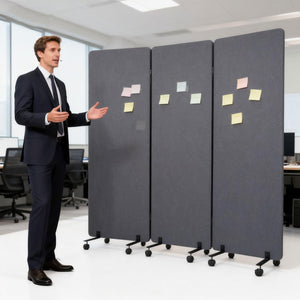 3-Panel Acoustic Room Divider with Wheels