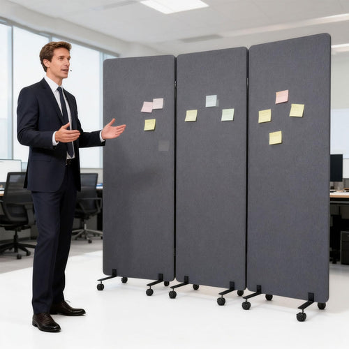 3-Panel Acoustic Room Divider with Wheels