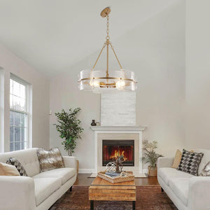 Round Glass Chandelier 22-Inch | Dining Room & Foyer Ceiling Light