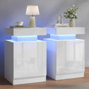 LED Nightstand with Storage Cabinet — Set of 2