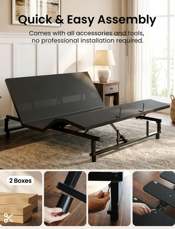 King Size Adjustable Bed Frame with Wireless Remote & Zero Gravity
