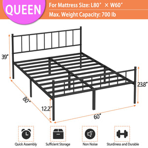 Metal Platform Bed Frame with Storage – No Box Spring Needed