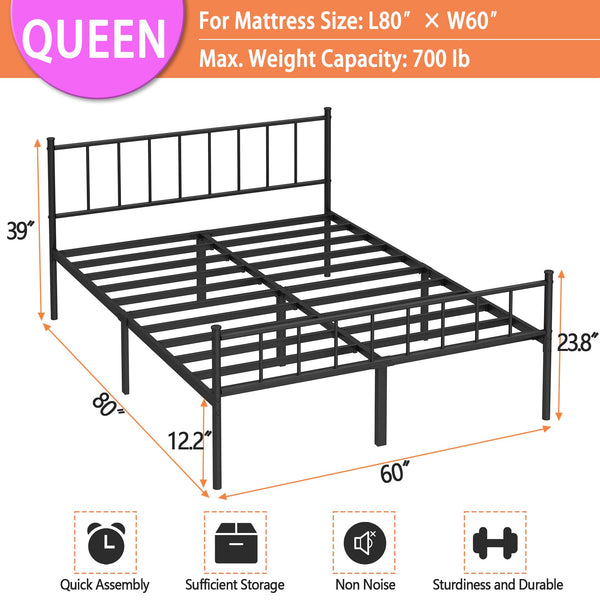 Metal Platform Bed Frame with Storage – No Box Spring Needed
