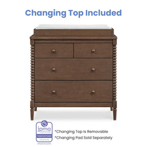 4-Drawer Dresser with Changing Top and Interlocking Drawers