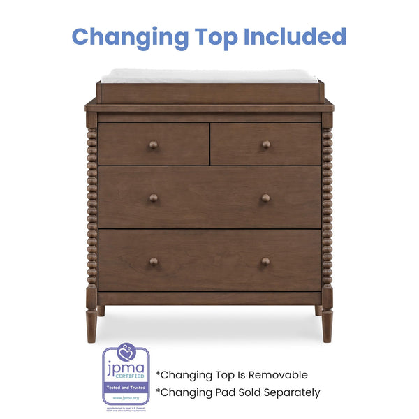 4-Drawer Dresser with Changing Top and Interlocking Drawers