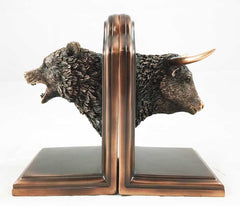 Bull & Bear Bookends Set – Bronze Electroplated Resin