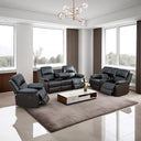 L-Shape Sectional Reclining Sofa Set with Drop-Down Table & Storage Console