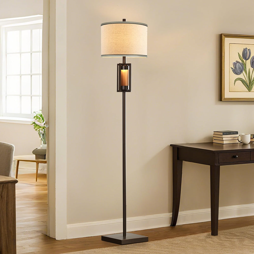 Rustic Farmhouse Floor Lamp with Night Light