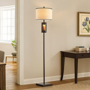 Rustic Farmhouse Floor Lamp with Night Light