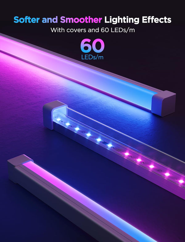RGBIC LED Strip Lights with Diffuser Channel Cover