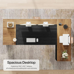 78" L-Shaped Executive Desk with Drawers and Storage