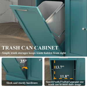 53" Rolling Kitchen Island with Trash Can Storage & Spice Rack