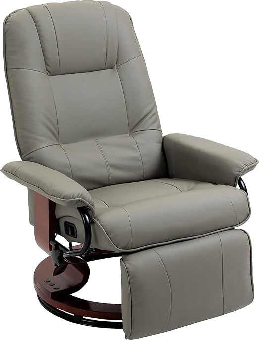 Faux Leather Swivel Recliner Chair with Footrest