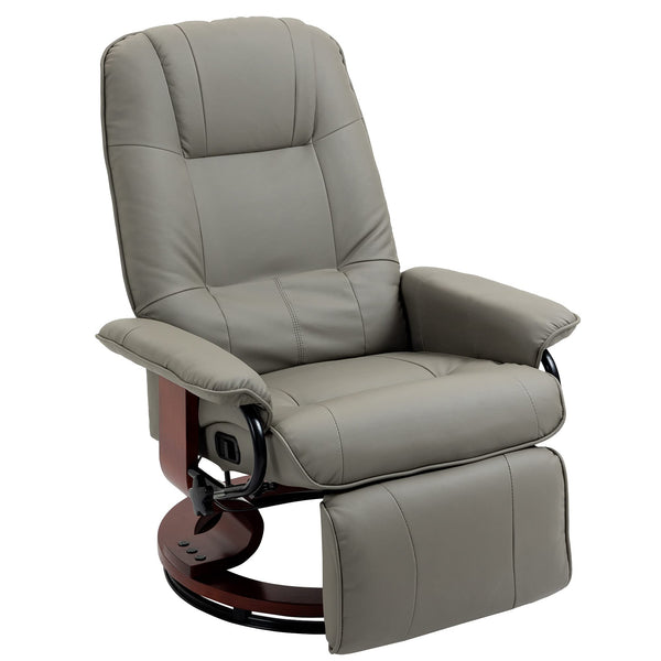 Faux Leather Swivel Recliner Chair with Footrest