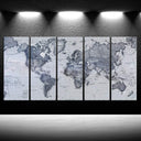 World Map Canvas Wall Art – 5 Panel Set 16x40in