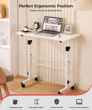 Adjustable Height Mobile Standing Desk with Wheels – 16"x31.5", 27"–43.5" Height Range