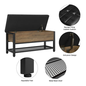Storage Bench with Flip-Open Lid & Padded Seat