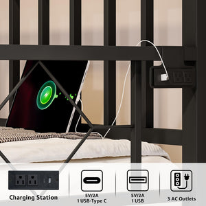 Twin Daybed with Trundle, Charging Station & LED Lights