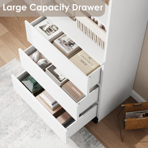 70" Tall Bookcase with 3 Drawers & 3-Tier Open Shelves