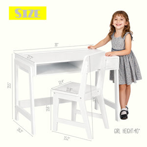 Kids Desk and Chair Set with Storage – Wooden Study Table for Children