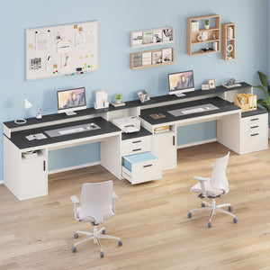 65 Inch Computer Desk with File Cabinet, Storage Shelves & Monitor Stand