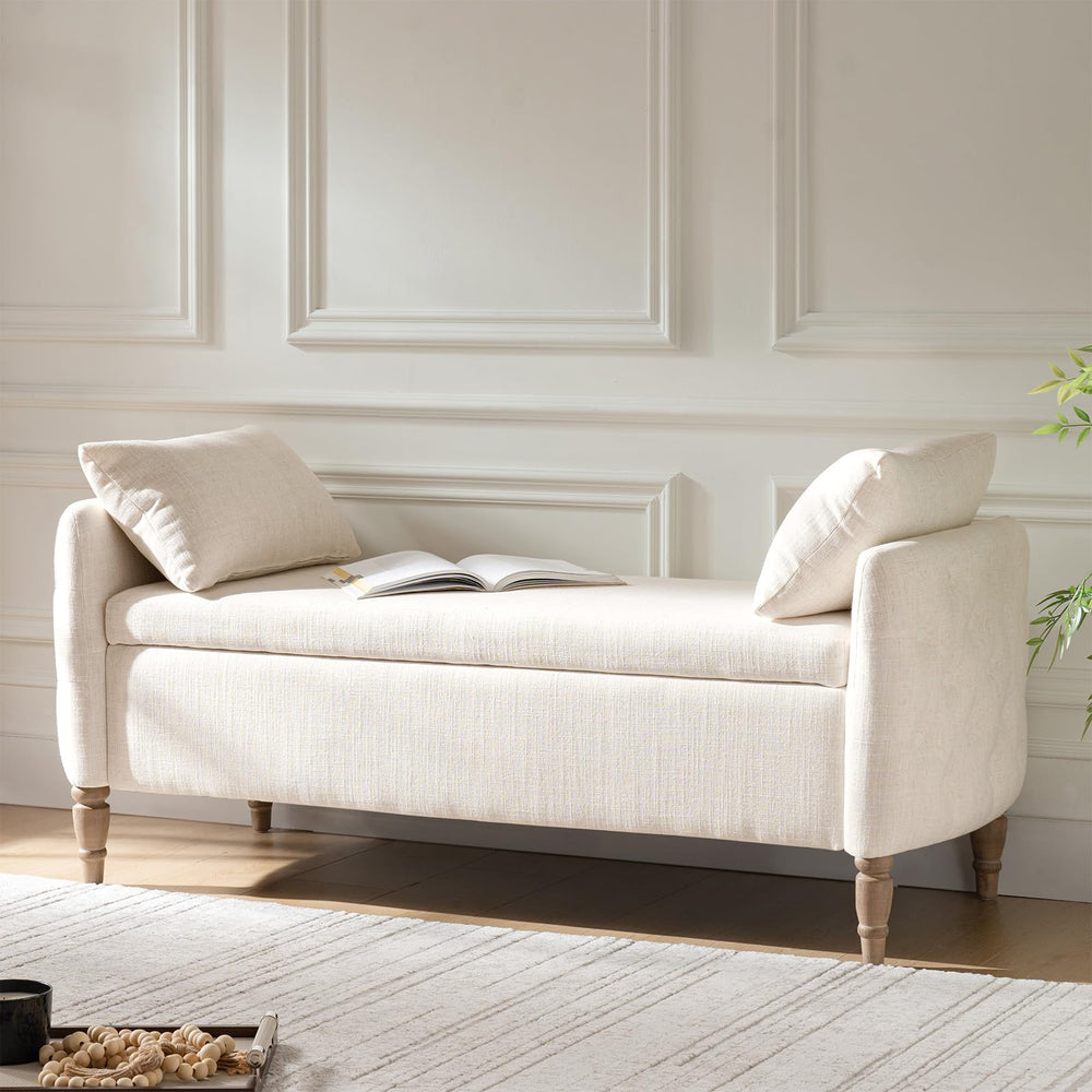59" Storage Bench with Flip-Top & Throw Pillows