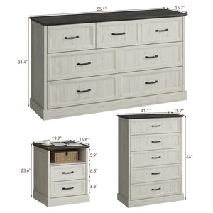 4-Piece Farmhouse Bedroom Set – Dresser & Nightstands
